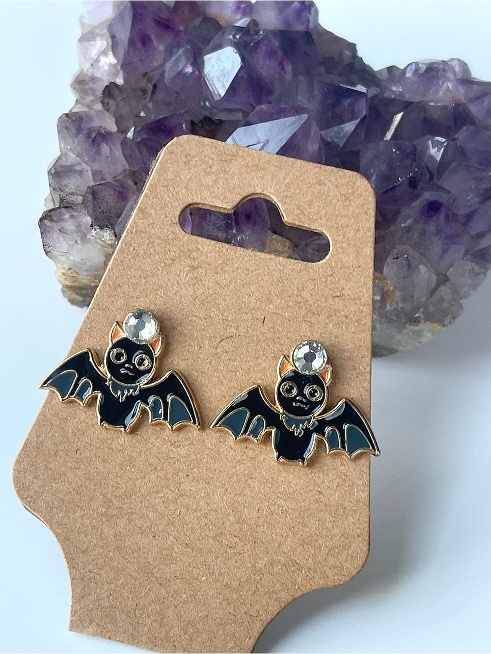 Cute Black Bat Stud Halloween Earrings